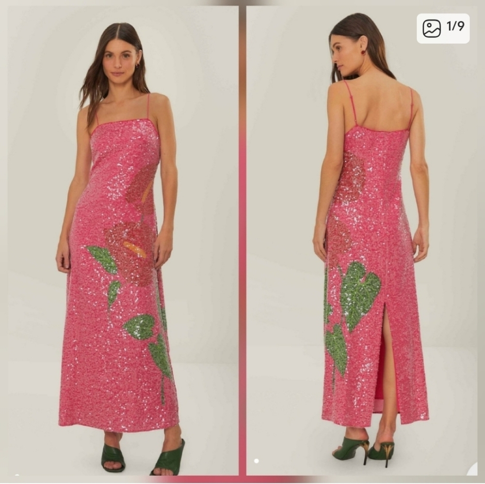 FARM Rio Pink Sequin Maxidrwss - Picture 3 of 6